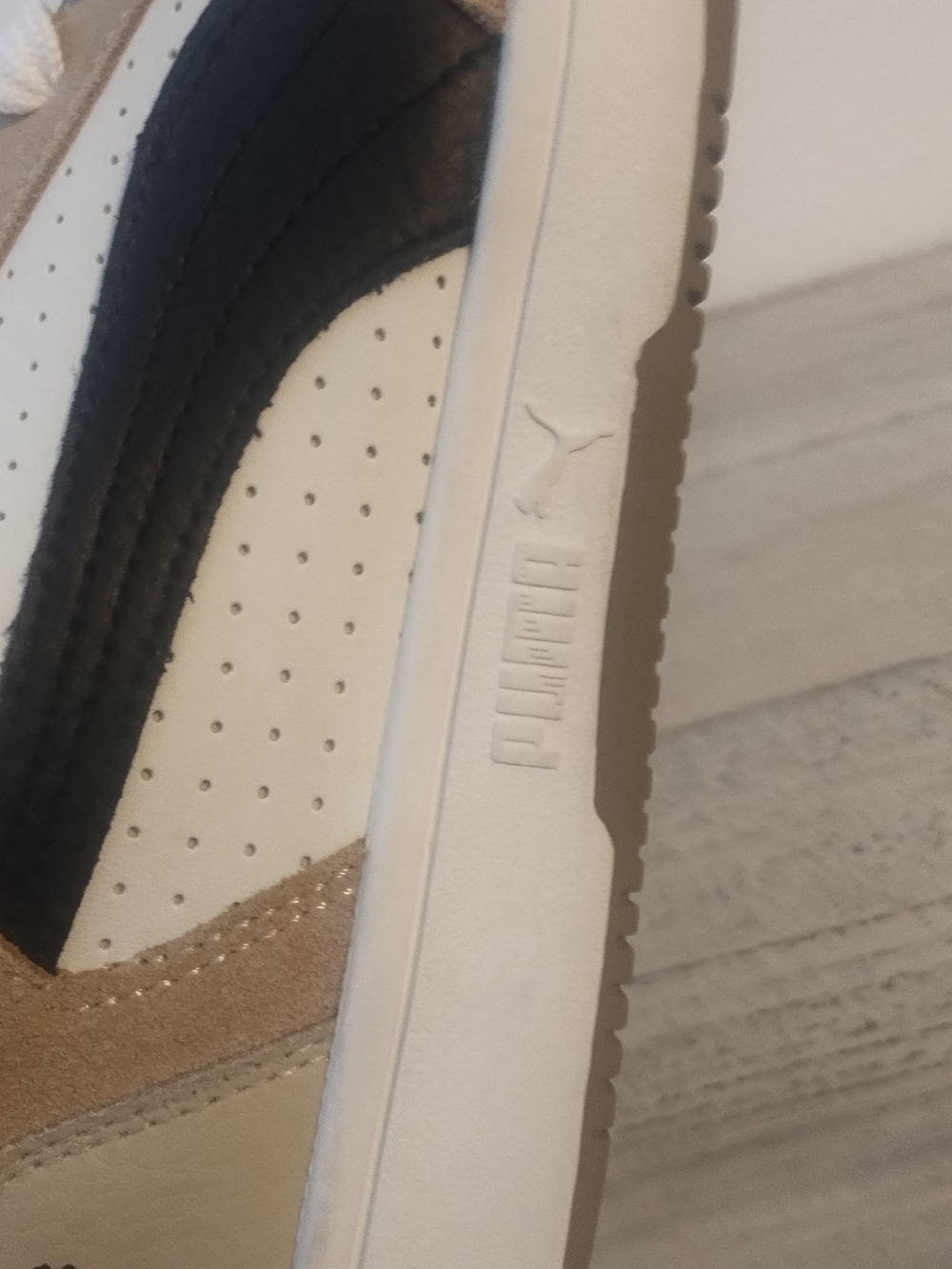 PUMA Rebound Layup SL Basketball Sneaker - Beige and black white395130-02/msz7.5 - Picture 13 of 16